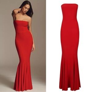 Norma Kamali Strapless Fishtail Gown Size Large NWT Tiger Red